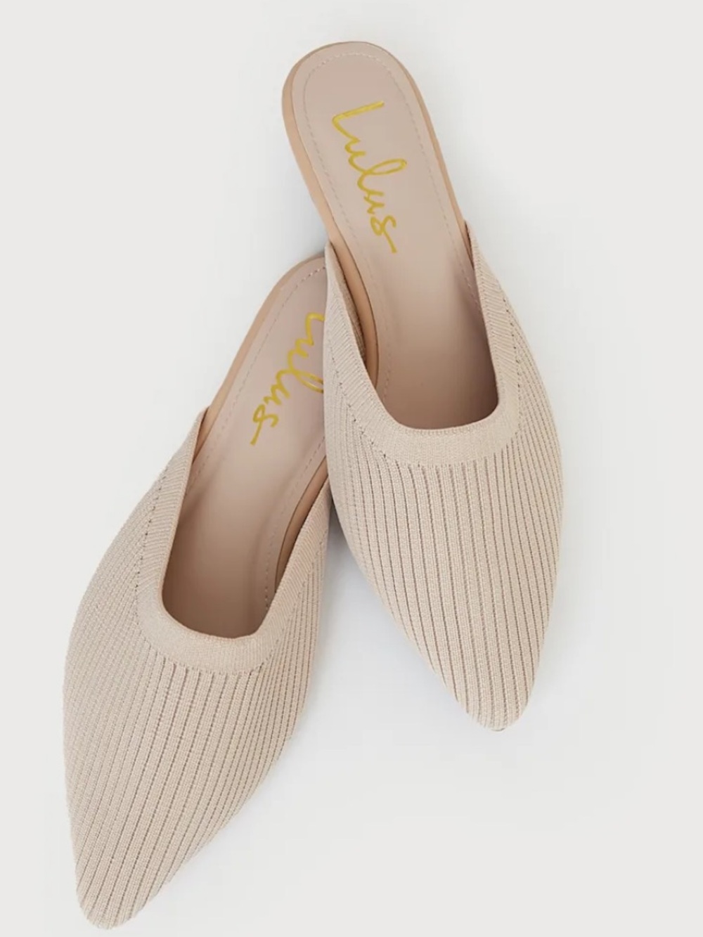 Lulu's Blush Ribbed Knit Pointed Mule Flats size 5.5 brand new